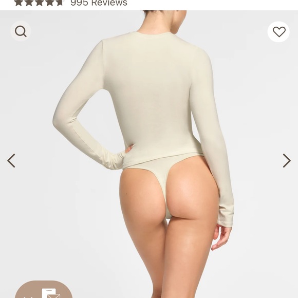 NWT SKIMS Cotton Jersey Long Sleeved T-Shirt - Marble - Picture 4 of 4